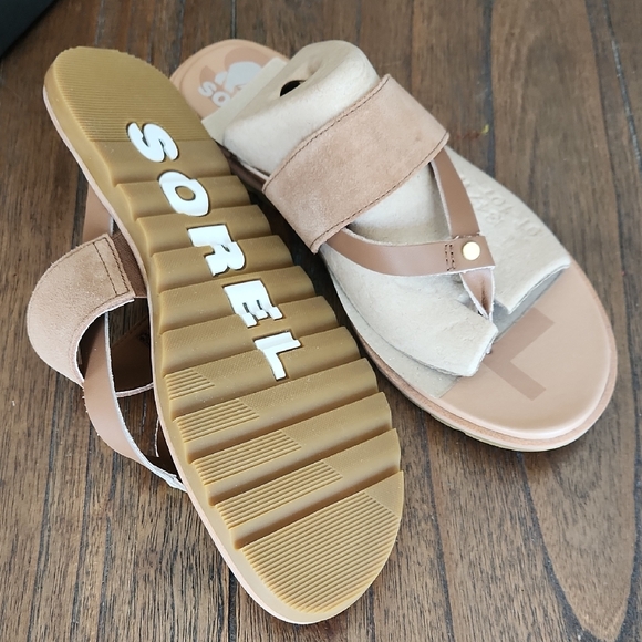 Tan Suede Slide Sandals - Picture 3 of 5